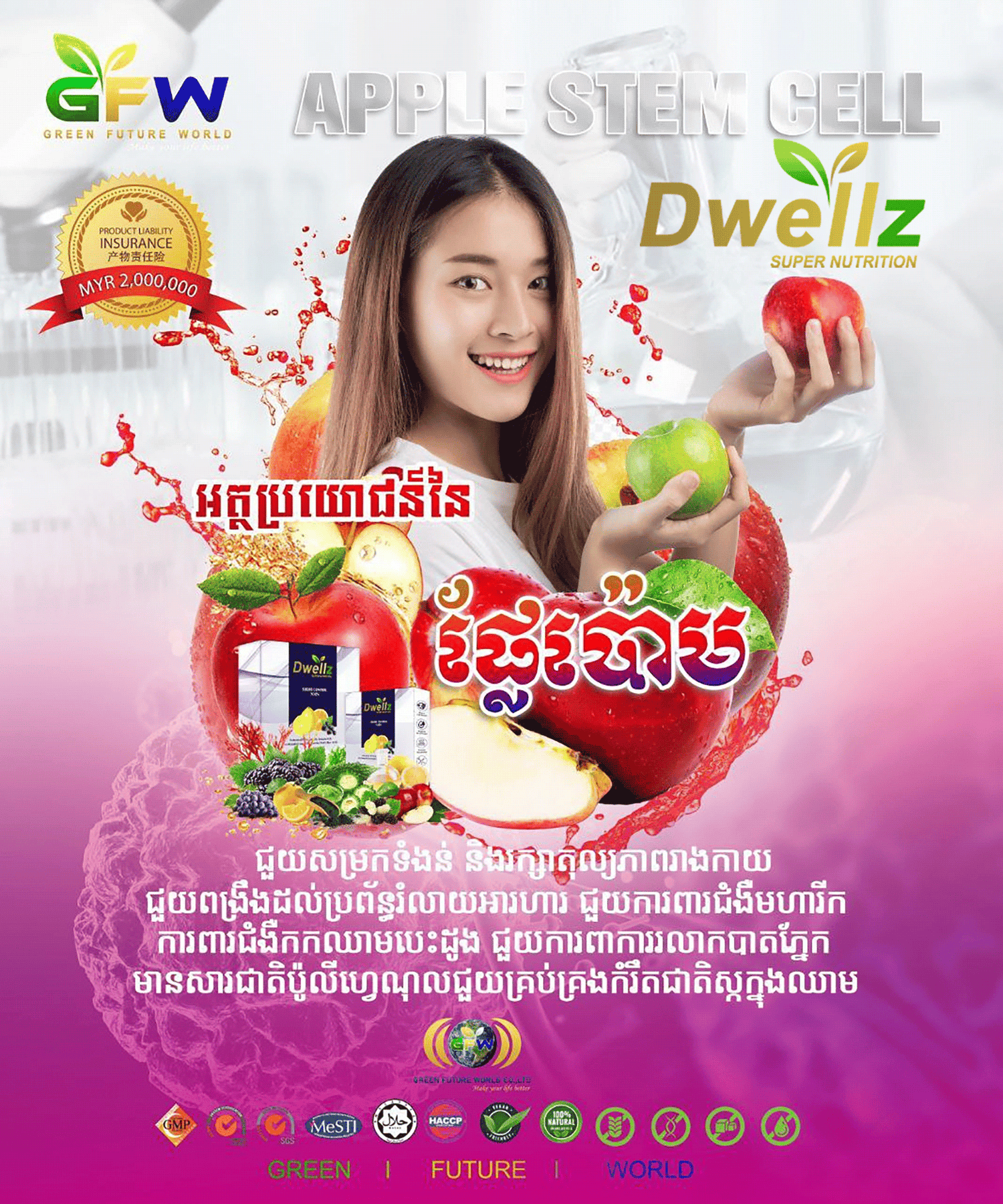 អត្ថប្រយោជន៍នៃ កោសិកាដើមផ្លែប៉ោម "Polyphenols in Apple Stem Cell "&nbsp;