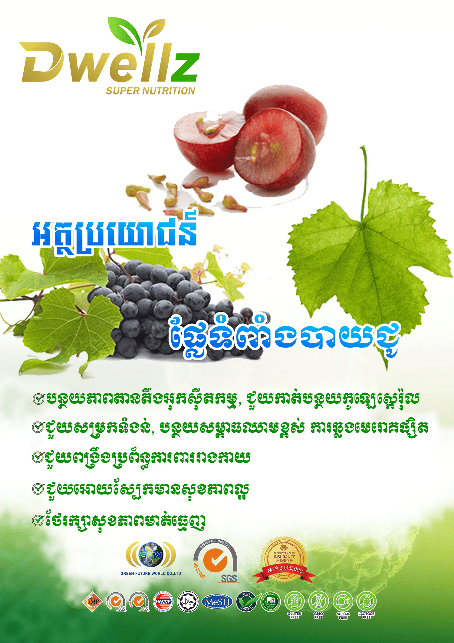 អត្ថប្រយោជន៍ផ្លែទំពាំងបាយជូ "Grape Seed extract Resveratrol"