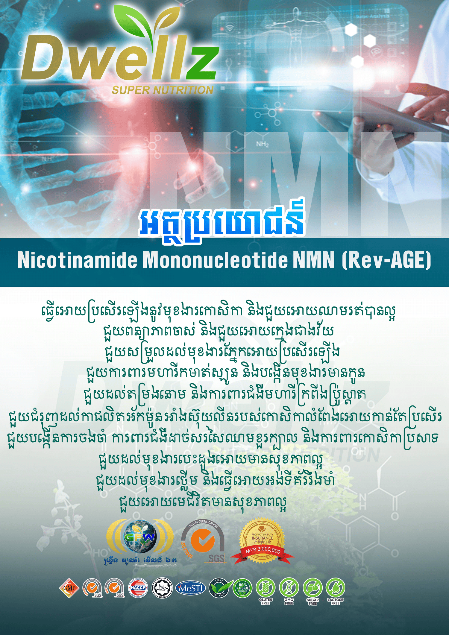 អត្ថប្រយោជន៍នៃ Nicotinamide Mononucleotide NMN (Rev-AGE)